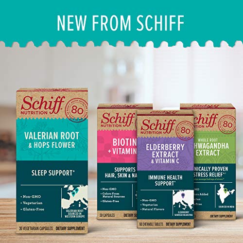 Schiff Valerian Root Extract & Hops Flower Vegetarian Capsules, ...