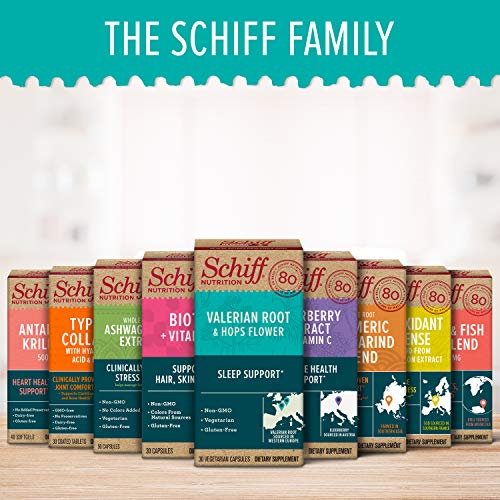 Schiff Valerian Root Extract & Hops Flower Vegetarian Capsules, ...