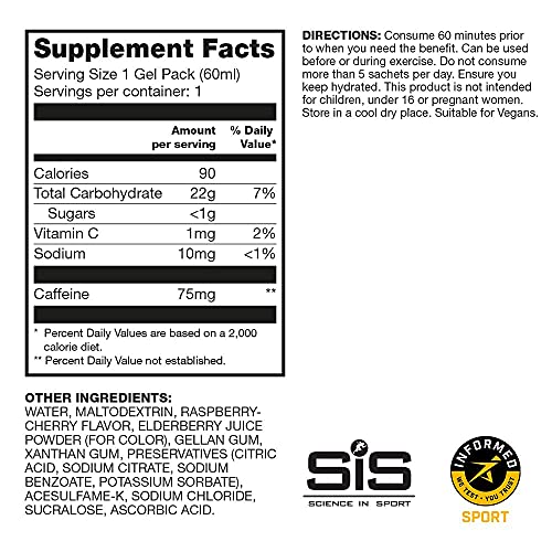 SCIENCE IN SPORT Energy Caffeine Gels, 22g Fast Acting Carbohydra...