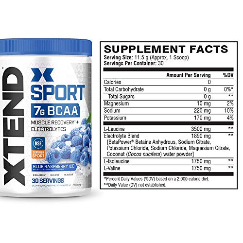 XTEND Sport BCAA Powder Blue Raspberry Ice - Electrolyte Powder f...