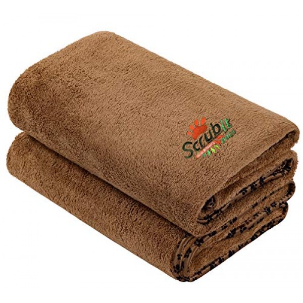 2 Pack Microfiber Bath and Beach Towel for Pets by- ScrubIt - Sup...