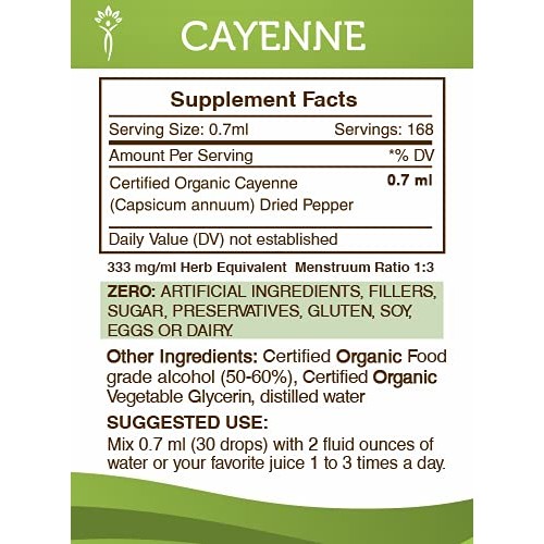 Cayenne Tincture Alcohol Extract, Organic Cayenne Capsicum annuu...