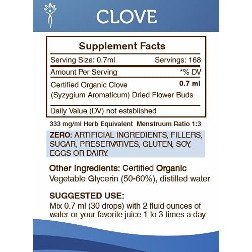 Clove Tincture Alcohol-Free Liquid Extract, Organic Clove Syzygi...