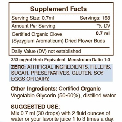 Clove Tincture Alcohol-Free Liquid Extract, Organic Clove Syzygi...