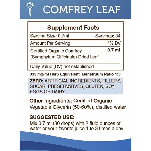 Comfrey Leaf Tincture Alcohol-Free Liquid Extract, Organic Comfre...