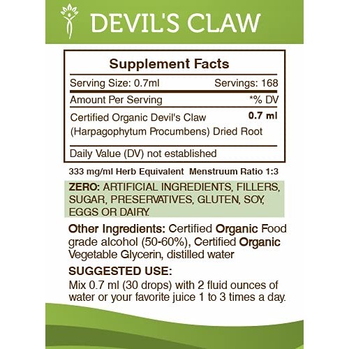 Devils Claw Alcohol Liquid Extract, Organic Devils Claw Harpag...