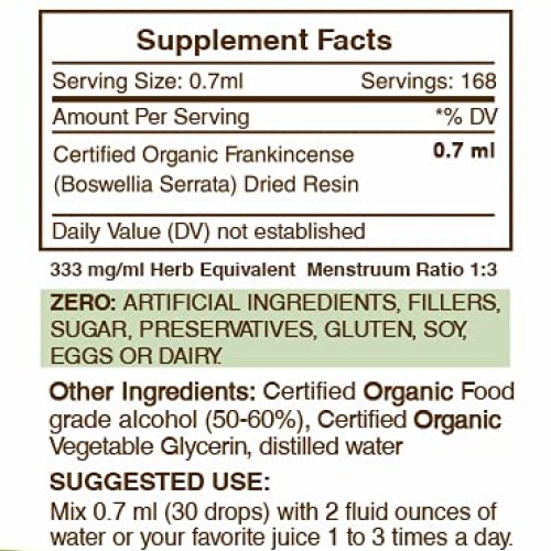 Frankincense Tincture Alcohol Liquid Extract, Organic Frankincens...