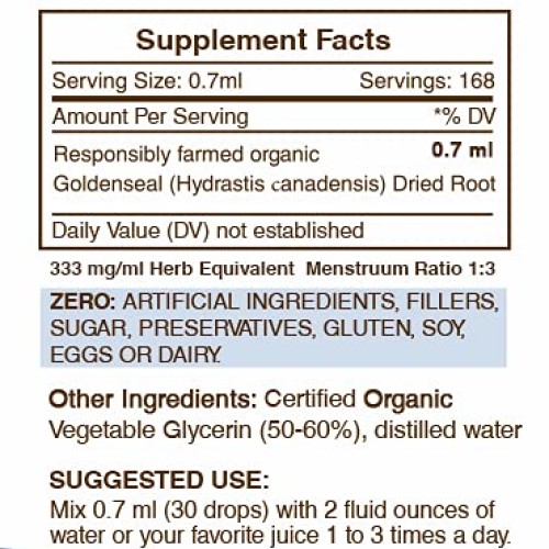 Goldenseal Alcohol-Free Liquid Extract, Organic Goldenseal Hydra...