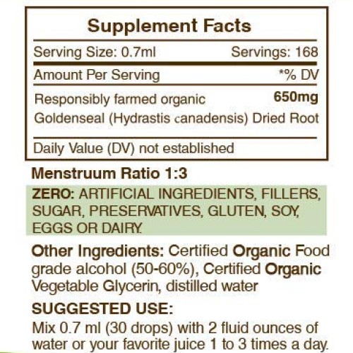 Goldenseal Root Tincture Alcohol Extract, Organic Goldenseal Hydr...