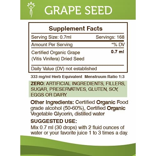 Grape Seed Alcohol Tincture Liquid Extract, Organic Grape Vitis ...