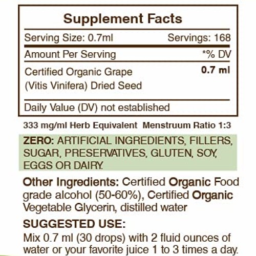 Grape Seed Alcohol Tincture Liquid Extract, Organic Grape Vitis ...