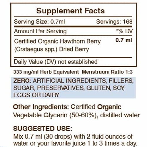 Hawthorn Berry Tincture Alcohol-Free Extract, Organic Hawthorn Be...