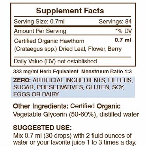 Hawthorn Blend Tincture Alcohol-Free Extract, Organic Hawthorn C...