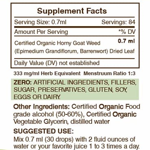 Horny Goat Weed Tincture Alcohol Extract, Organic Horny Goat Weed...