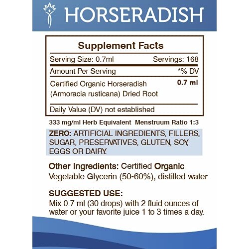 Horseradish Tincture Alcohol-Free Liquid Extract, Organic Horsera...