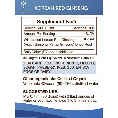 Korean Red Ginseng Tincture Alcohol-Free Liquid Extract, Wildcraf...