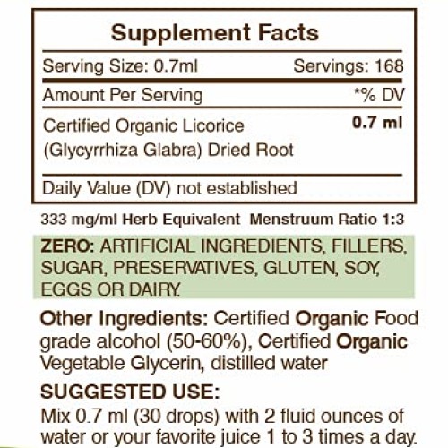 Licorice Tincture Alcohol Liquid Extract, Organic Licorice Glycy...
