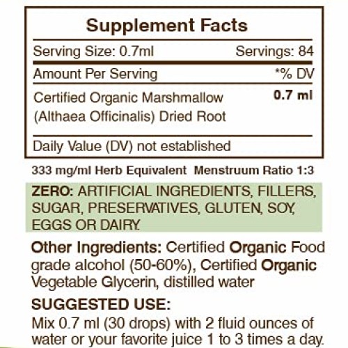 Marshmallow Alcohol Liquid Extract, Organic Marshmallow Althaea ...