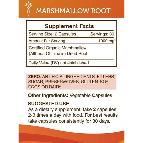 Marshmallow Root 60 Capsules2 pcs., 1000 mg, Organic Marshmallo...