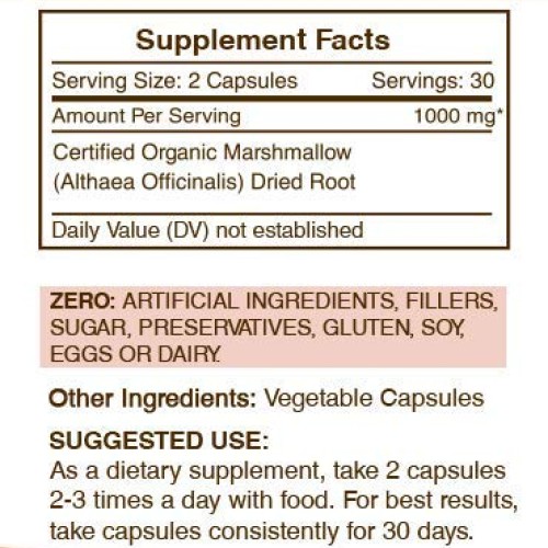 Marshmallow Root 60 Capsules2 pcs., 1000 mg, Organic Marshmallo...