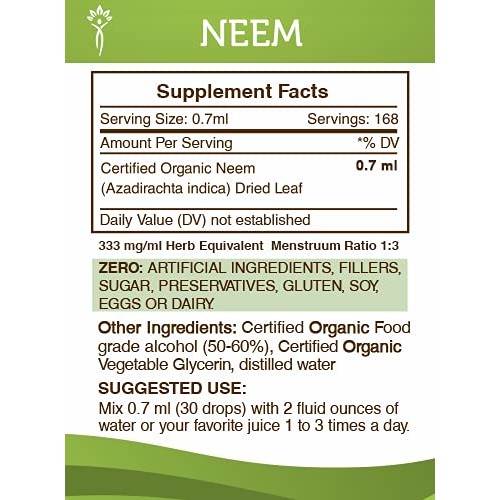 Neem Tincture Alcohol Extract, Organic Neem Azadirachta Indica ...