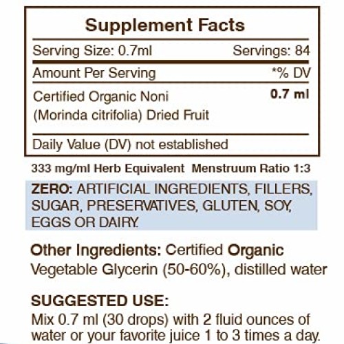 Noni Alcohol-Free Liquid Extract, Organic Noni Morinda citrifoli...