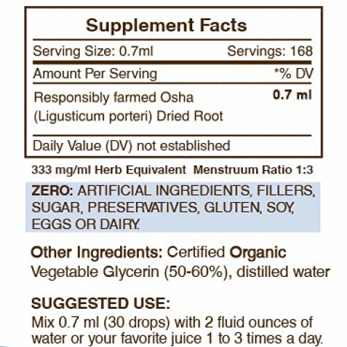 OSHA Alcohol-Free Liquid Extract, Responsibly farmed OSHA Ligust...