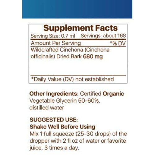Quinine Alcohol-Free Liquid Extract, Organic Quinine Cinchona of...