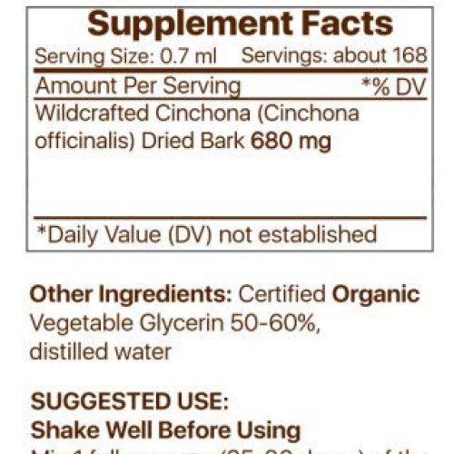 Quinine Alcohol-Free Liquid Extract, Organic Quinine Cinchona of...