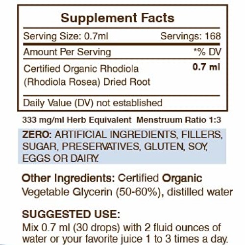 Secrets Of The Tribe Rhodiola Alcohol-Free Tincture Glycerite 6...