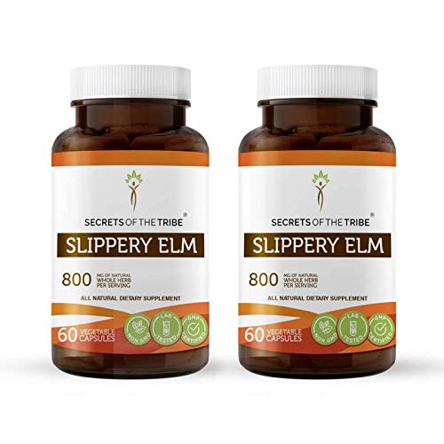 Slippery Elm 60 Capsules2 pcs., 800 mg, Responsibly farmed Orga...