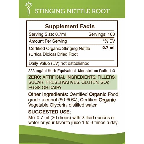 Stinging Nettle Root Alcohol Liquid Extract, Organic Stinging Net...