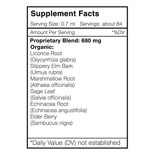 Throat Soothe Alcohol, Tincture, Glycerite Licorice, Slippery Elm...