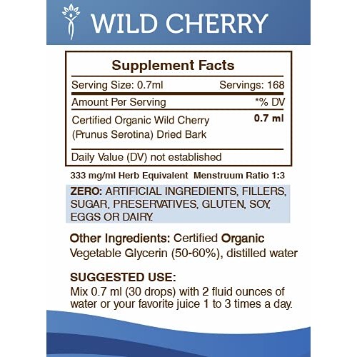 Wild Cherry Alcohol-Free Liquid Extract, Organic Wild Cherry Pru...