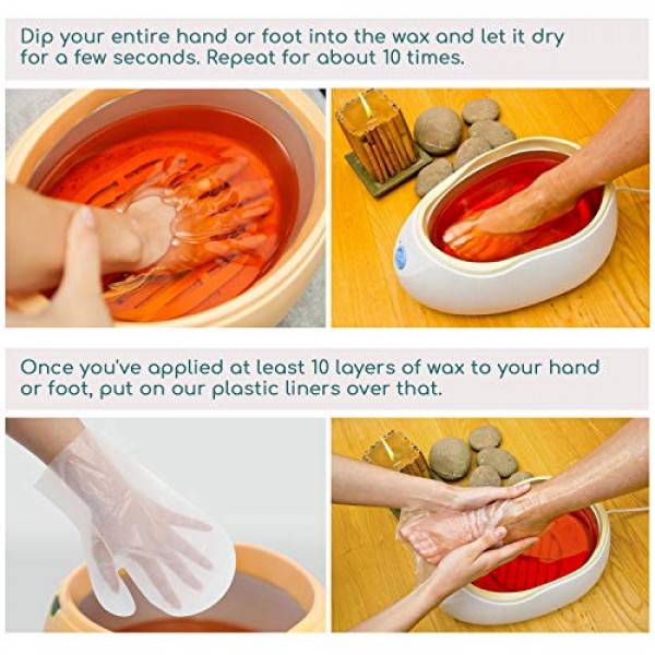 200 Counts Paraffin Wax Liners, Larger and Thicker Plastic Hand a...