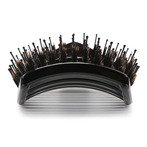 Boar Bristle Vented Hair Brush, Curved Paddle Brush with Nylon Pi...