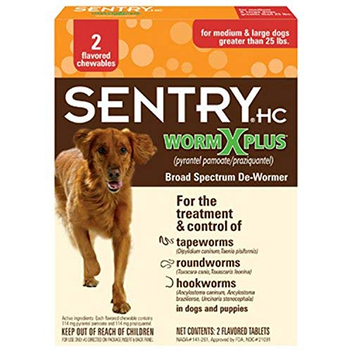 SENTRY Pet Care 7 Way De-Wormer for Medium & Large Dogs, 2 Count
