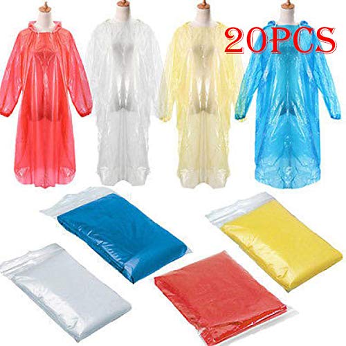 Shan-S 20 Pieces Rain Ponchos, Disposable Adult Emergency Waterpr...