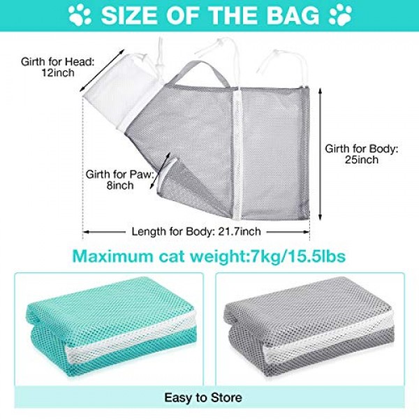 2 Pieces Cat Bathing Bag Cat Shower Net Bag Anti-Bite Anti-Scratc...