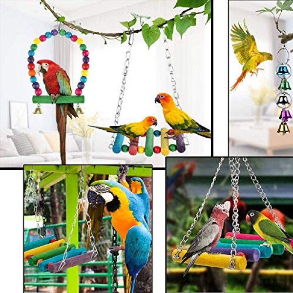 5 Pcs Bird Parrot Swing Toys - Hanging Bell Pet Bird Cage Hammock...
