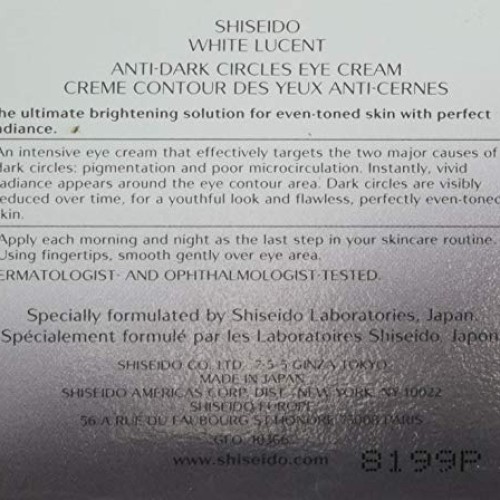 Shiseido White Lucent Anti-Dark Circles Eye Cream for Unisex, 0.5...