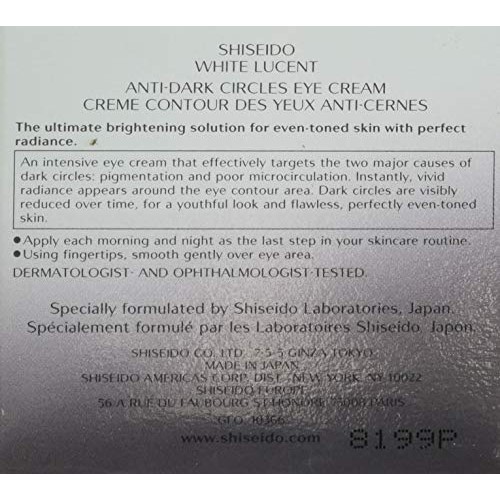 Shiseido White Lucent Anti-Dark Circles Eye Cream for Unisex, 0.5...