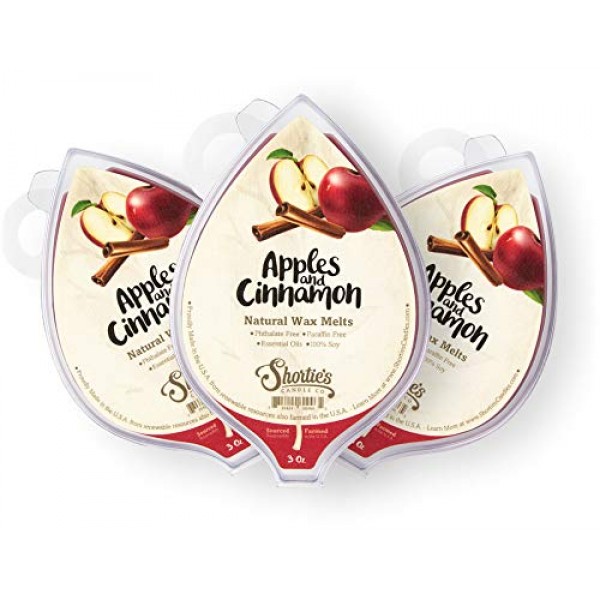 Apples & Cinnamon All Natural Soy Wax Melts 3 Pack - 3 Highly Sce...
