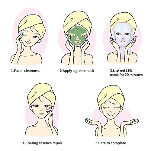 LED Face Mask Light Therapy 7 Colors light Mask for Neck Skin Rej...
