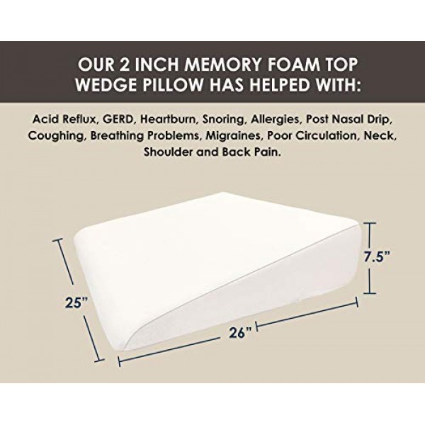 7.5 Wedge Pillow For Acid Reflux - Dr. Recommended Height, Luxur...