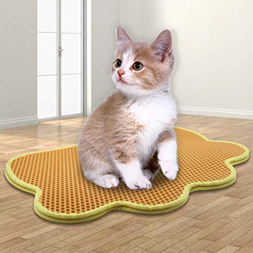 SILVERIE Cat Litter Mat, Litter Box Mat, Honeycomb Double Layer D...