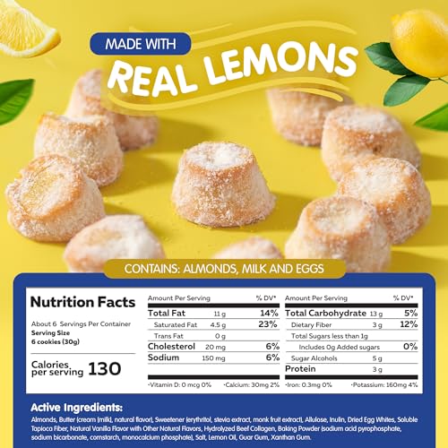 SINLESS SNACKS Keto Cookies Snack, Italian Wedding Lemon Cookies,...