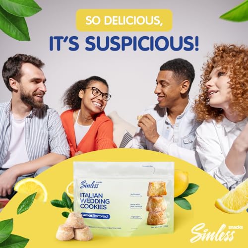 SINLESS SNACKS Keto Cookies Snack, Italian Wedding Lemon Cookies,...
