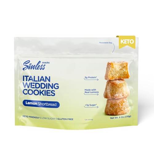 SINLESS SNACKS Keto Cookies Snack, Italian Wedding Lemon Cookies,...