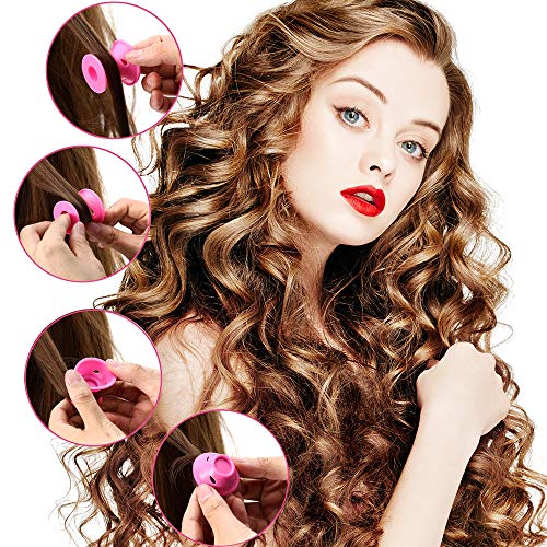 SIQUK 110 Pcs Silicone Hair Curlers Blue and Pink Magic Hair Roll...